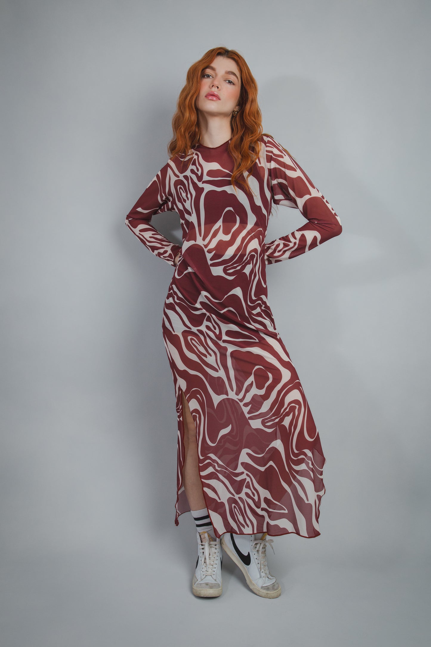 VESTIDO MESH TERRACOTA