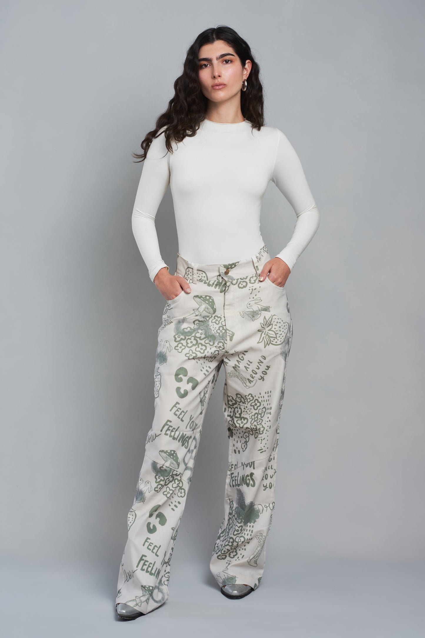 PANTALON GROW DREAMS CREMA VERDE