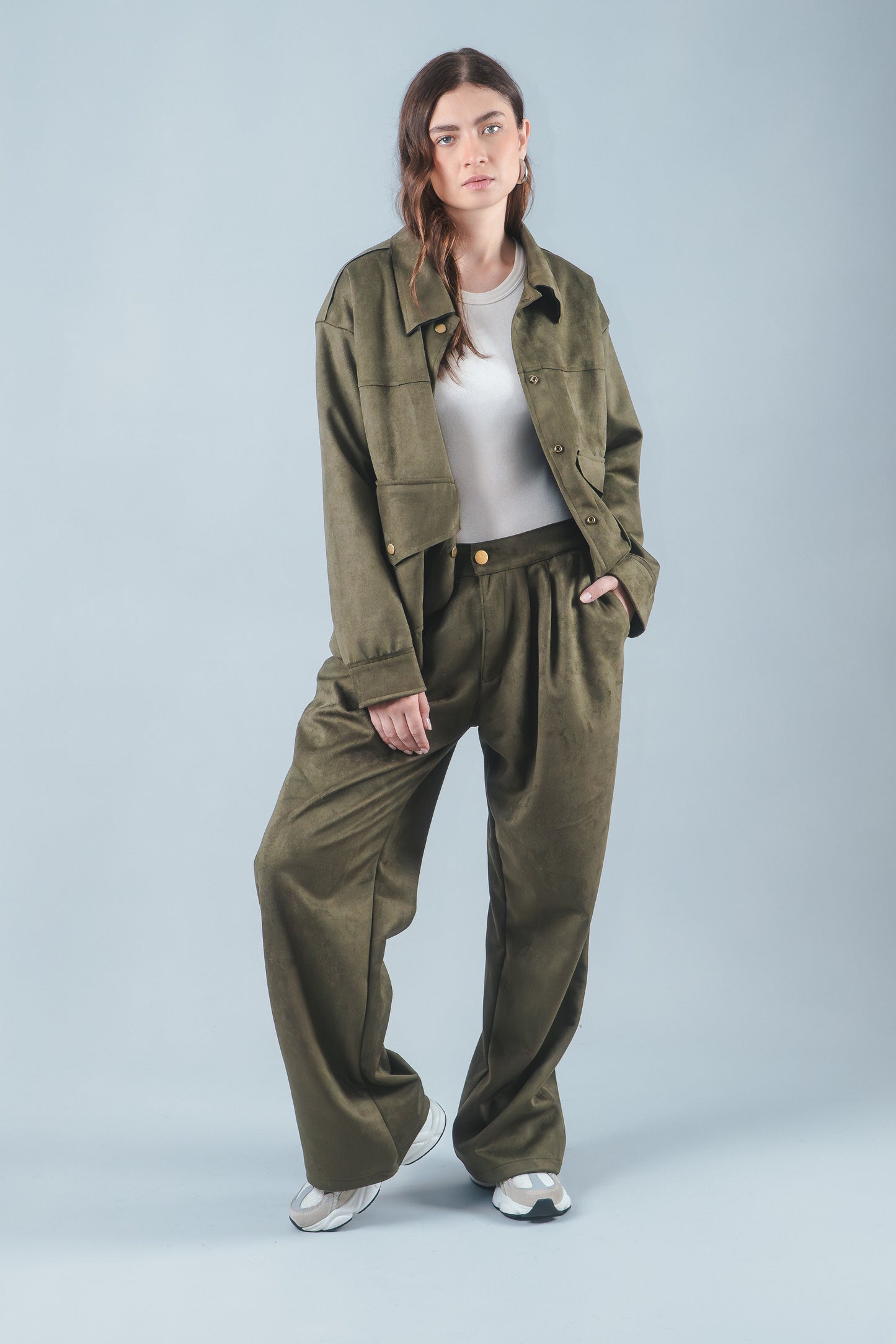 CHAQUETA GAMUZA VERDE