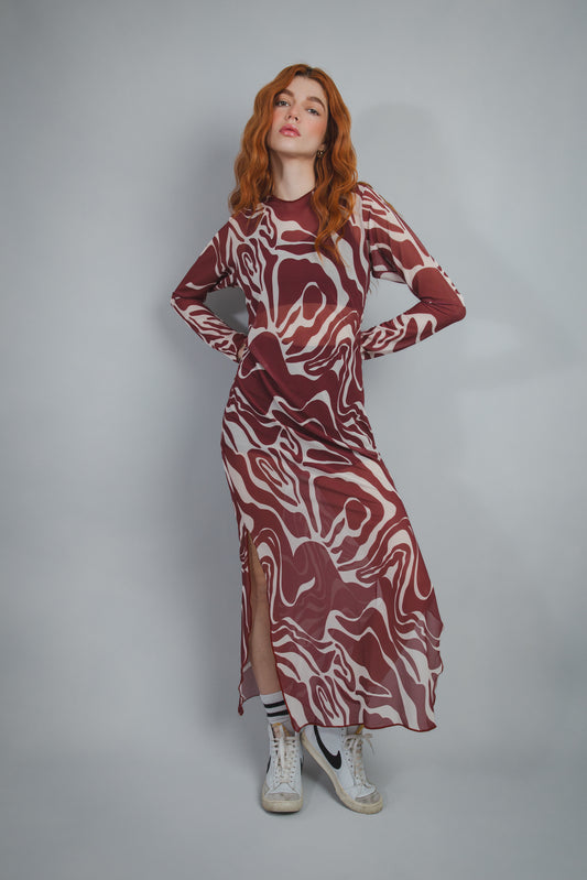 VESTIDO MESH TERRACOTA