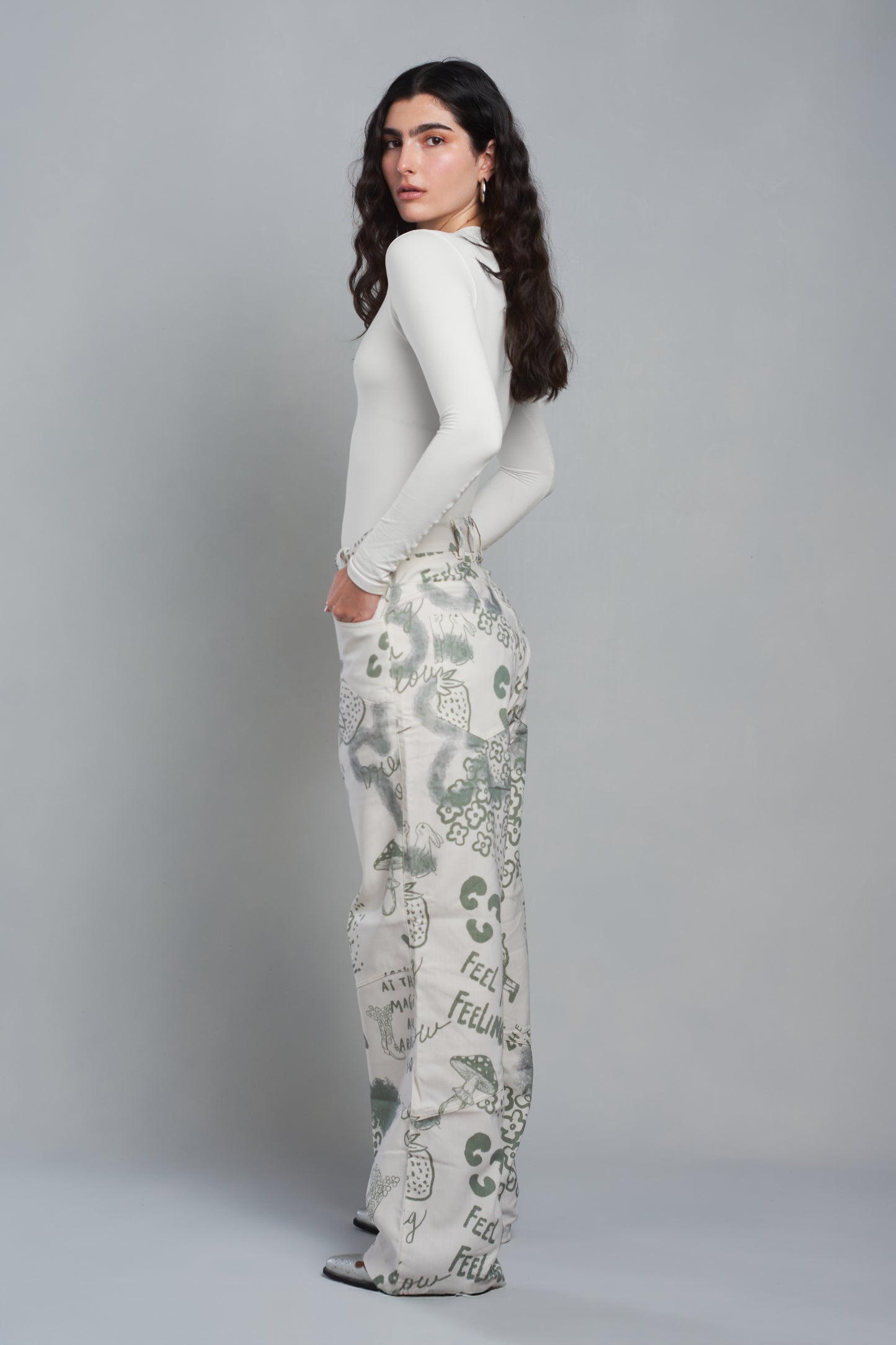 PANTALON GROW DREAMS CREMA VERDE