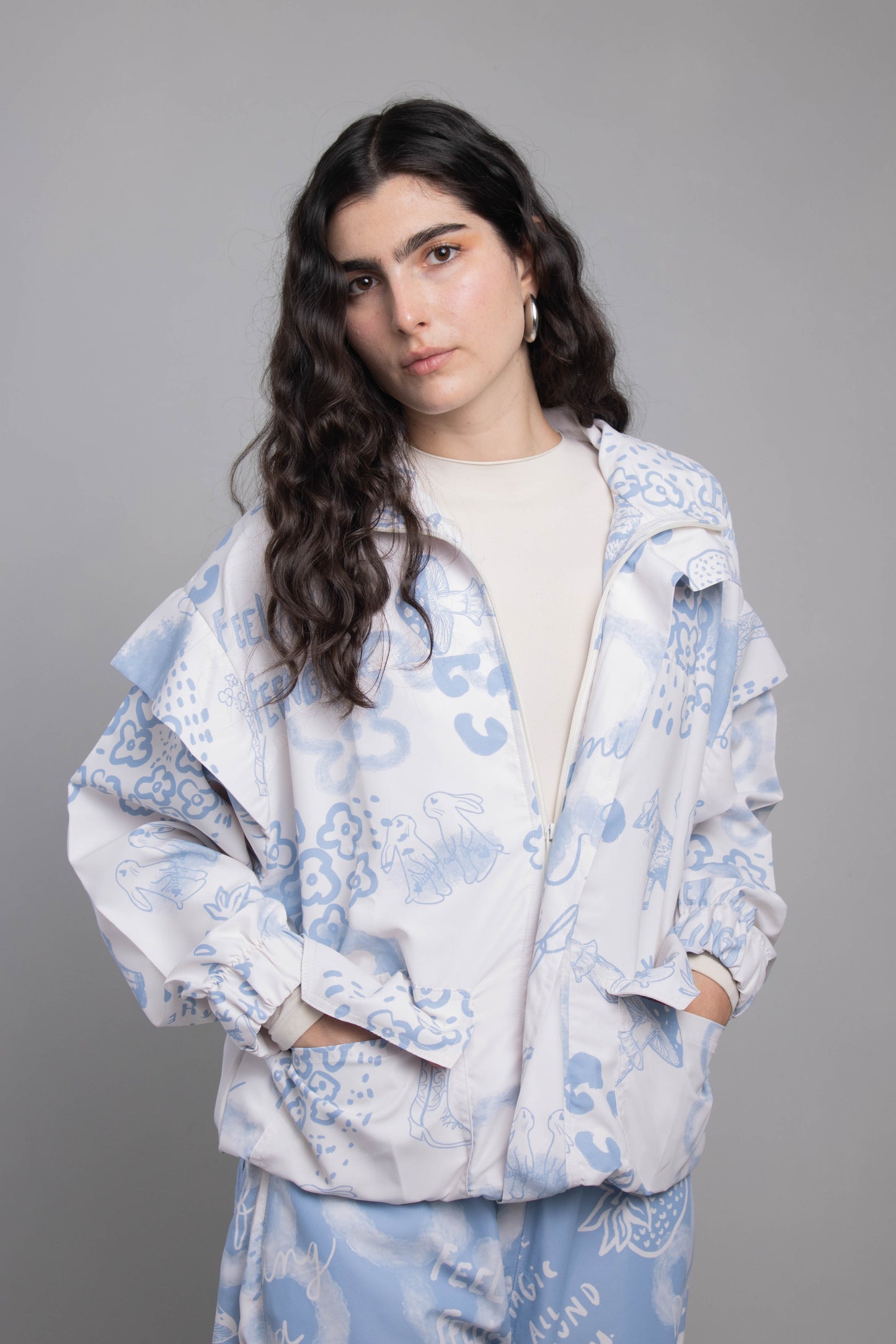 CHAQUETA GROW DREAMS CREMA AZUL