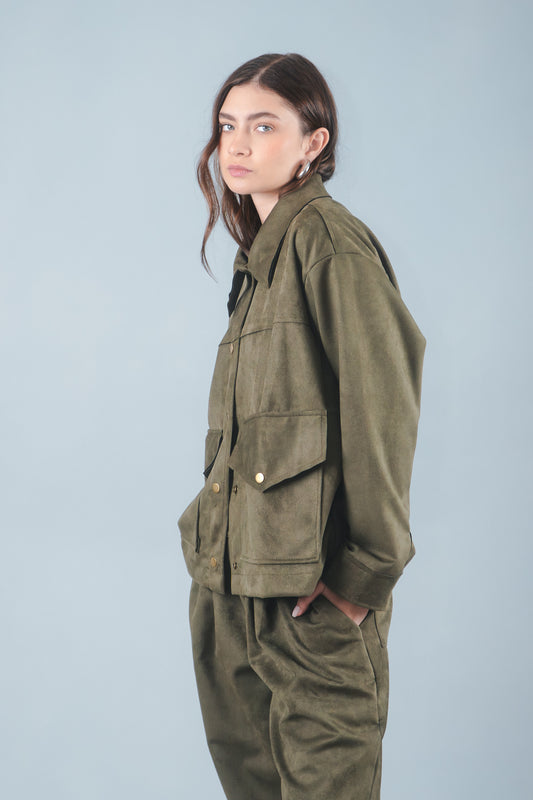 CHAQUETA GAMUZA VERDE